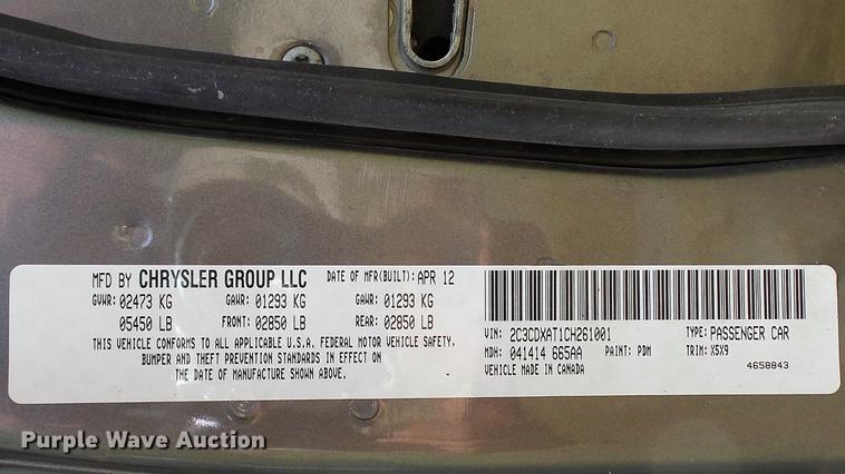 image for item DD7275 2012 Dodge Charger Police