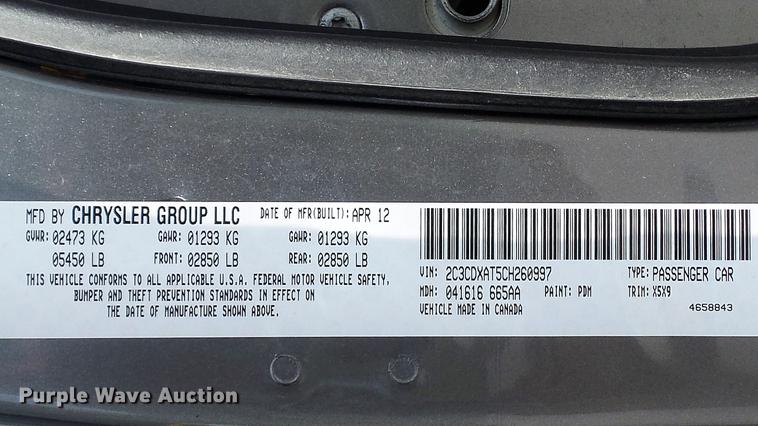 image for item DD7278 2012 Dodge Charger Police