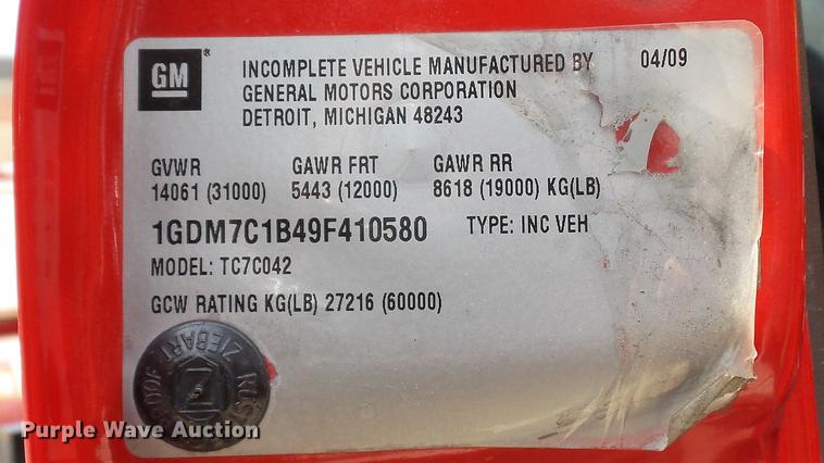 image for item DD7282 2009 GMC C7500 dump truck