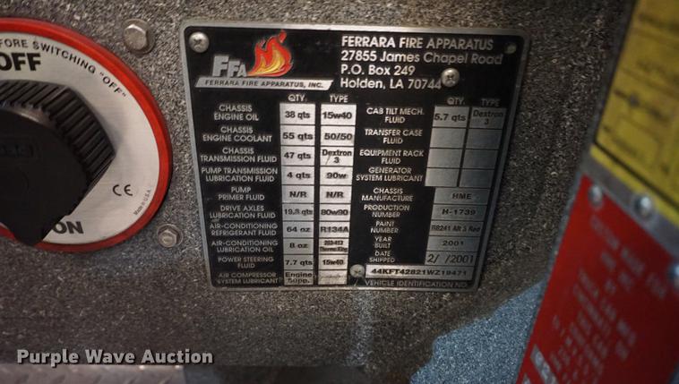 image for item DD7837 2001 HME pumper fire truck