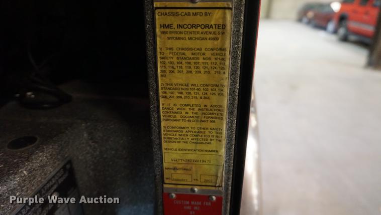 image for item DD7837 2001 HME pumper fire truck