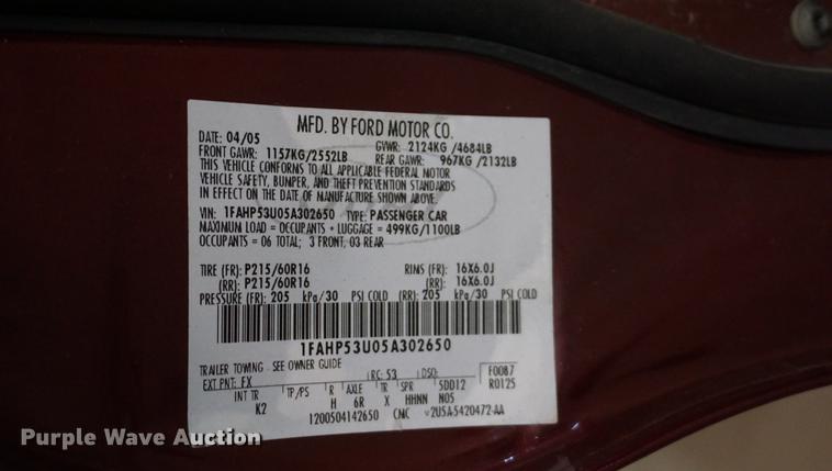 image for item DD7843 2005 Ford Taurus