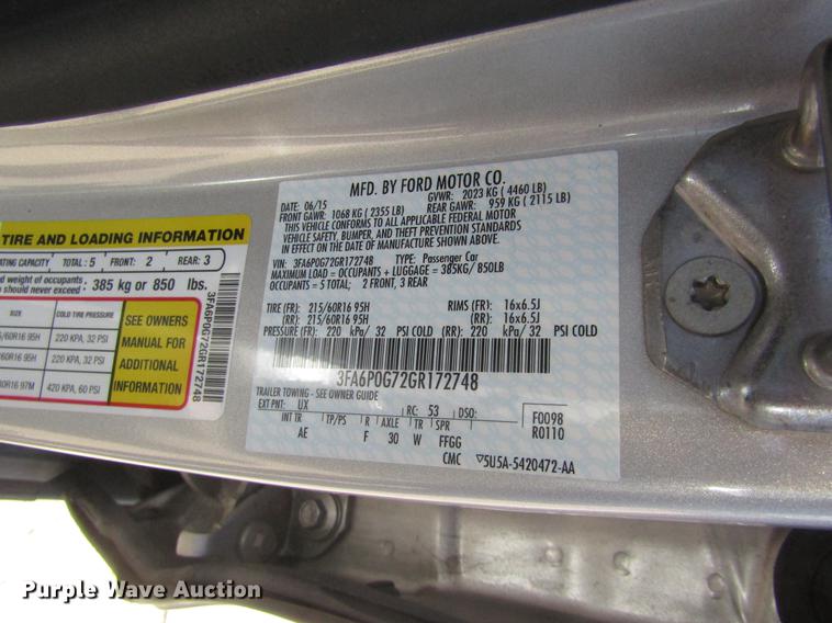 image for item DD8882 2016 Ford Fusion