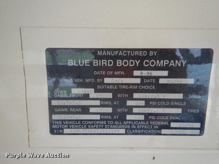 image for item DE1841 1997 Chevrolet Blue Bird school bus