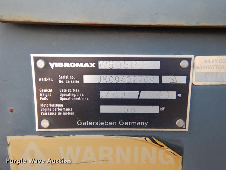 image for item DE1847 2002 Vibromax W605PD padfoot roller