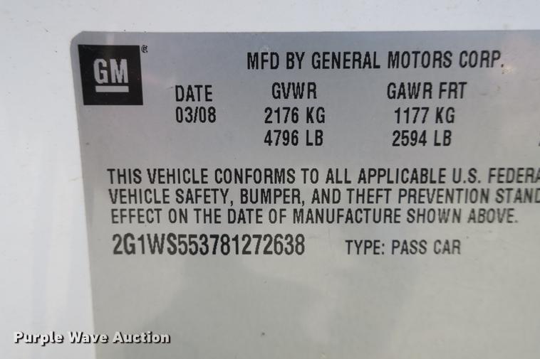 image for item DE3771 2008 Chevrolet Impala Police