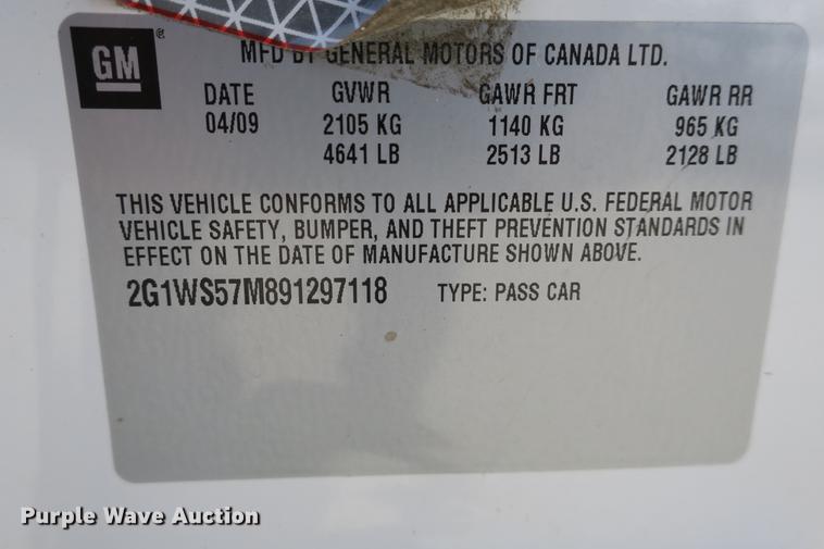 image for item DE3775 2009 Chevrolet Impala Police