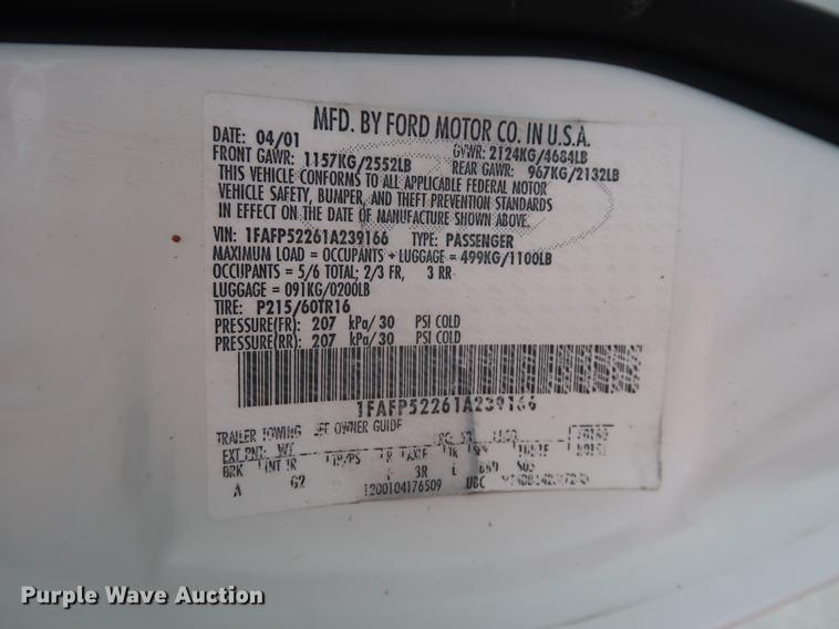 image for item DF2254 2001 Ford Taurus