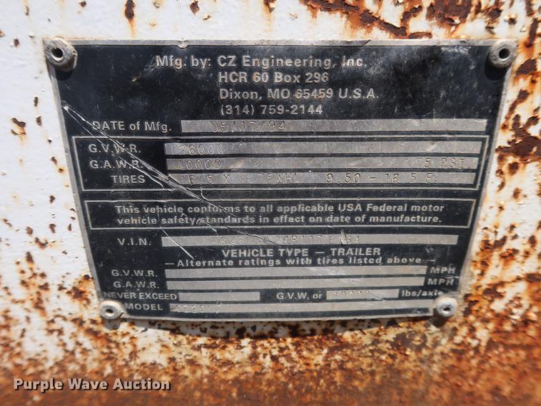 image for item DF2274 1994 CZ Engineering CZ20KT equipment trailer