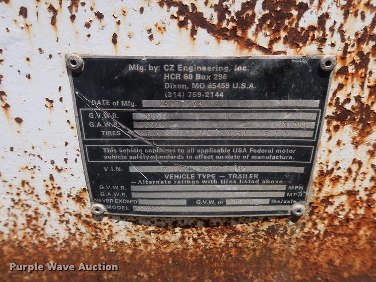 image for item DF2274 1994 CZ Engineering CZ20KT equipment trailer