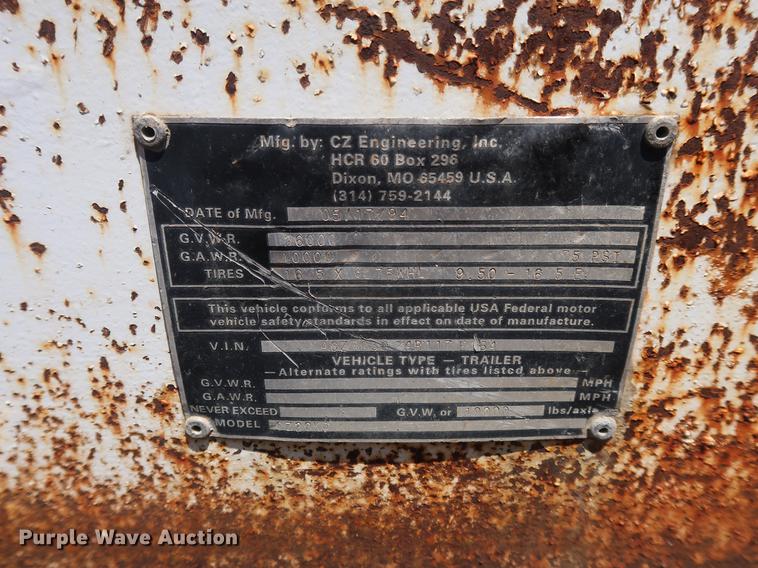 image for item DF2274 1994 CZ Engineering CZ20KT equipment trailer