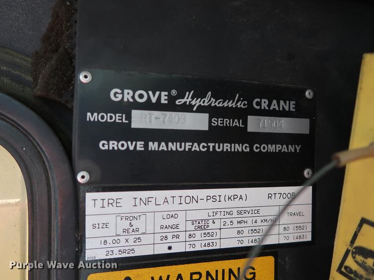 image for item DF2282 1989 Grove RT740B crane