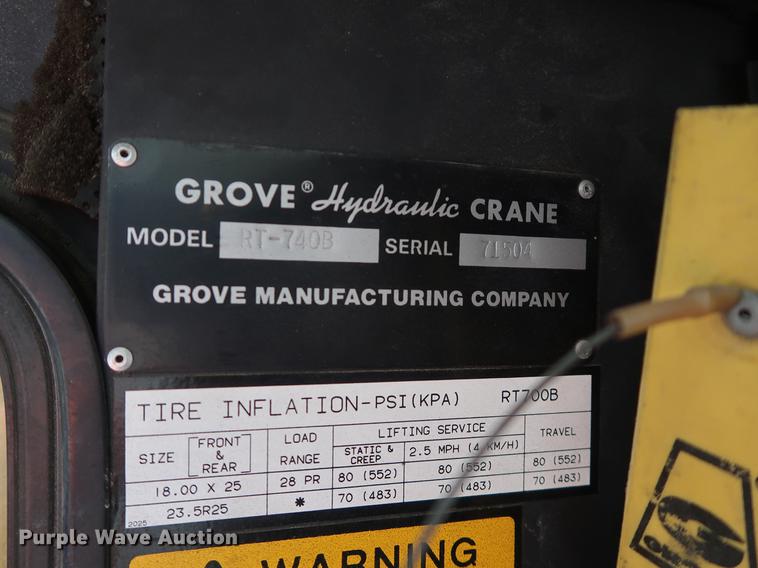 image for item DF2282 1989 Grove RT740B crane