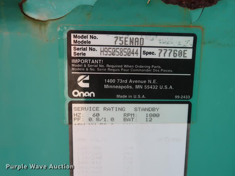 image for item DF2284 Onan 75ENAD generator