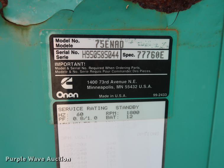 image for item DF2284 Onan 75ENAD generator