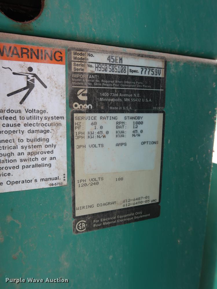 image for item DF2287 Onan 45EM generator