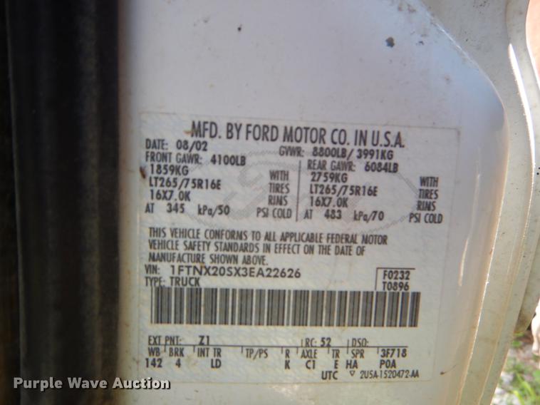 image for item EK9652 2003 Ford F250 Super Duty SuperCab pickup truck