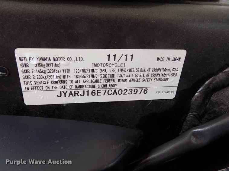 image for item DB9212 2012 Yamaha YZF-R6 Raven motorcycle