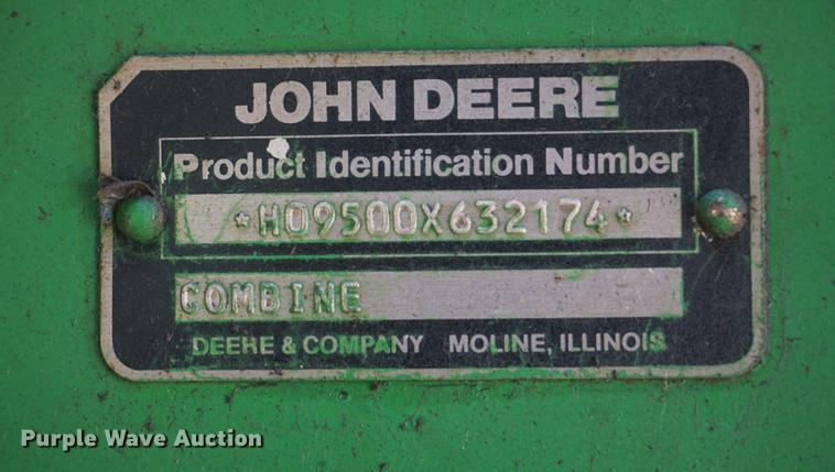 image for item DD7812 1989 John Deere 9500 RWA combine