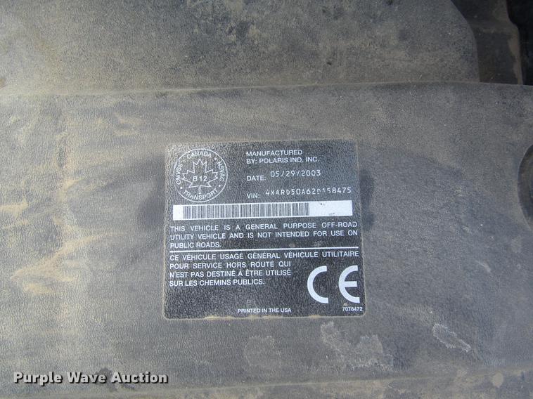 image for item DD8795 2003 Polaris Ranger utility vehicle