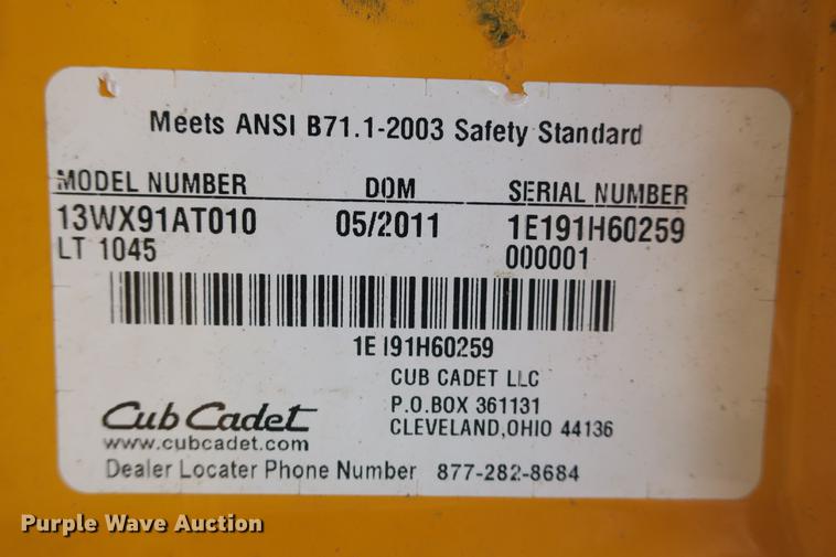 image for item EK9676 Cub Cadet LTX 1045 lawn mower