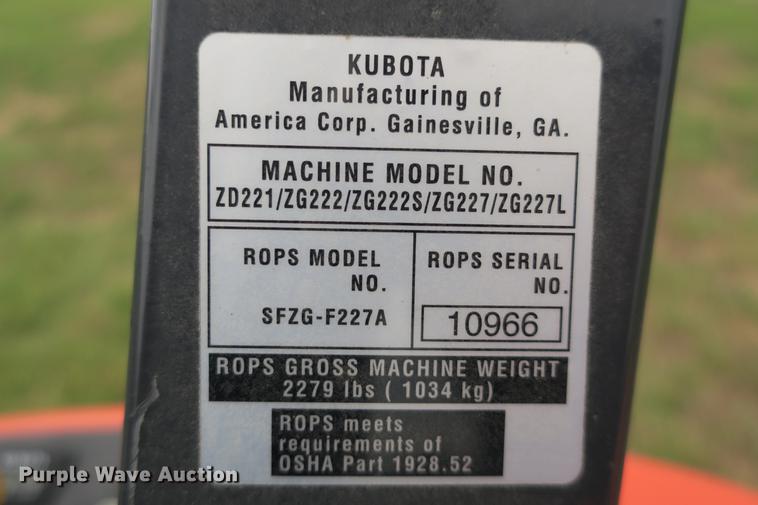 image for item EK9677 Kubota ZG222 ZTR lawn mower