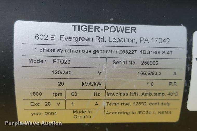 image for item EK9694 Tiger Power PTO20 generator