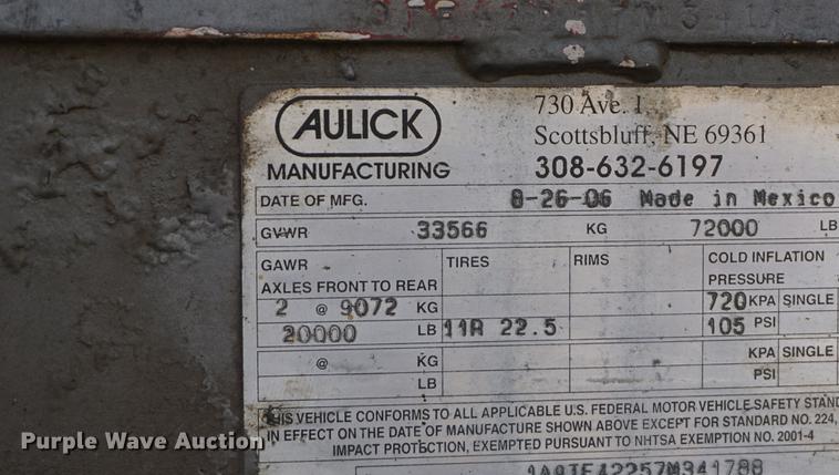 image for item DD7801 2007 Aulick 4270542 live bottom trailer