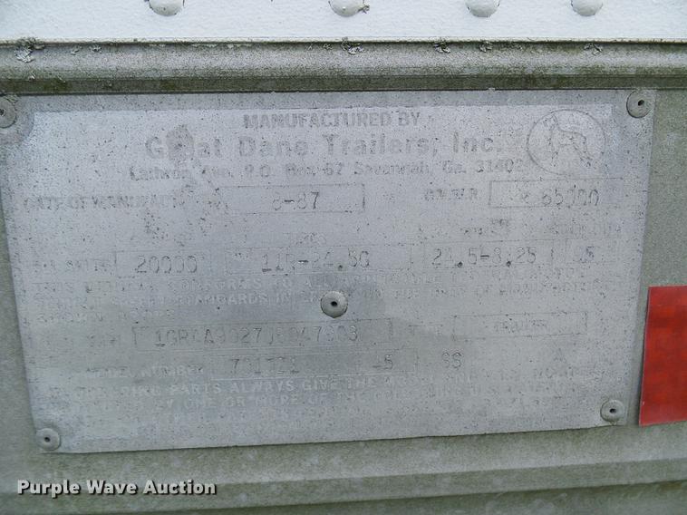 image for item DE5095 1988 Great Dane 701TZ1 dry van trailer