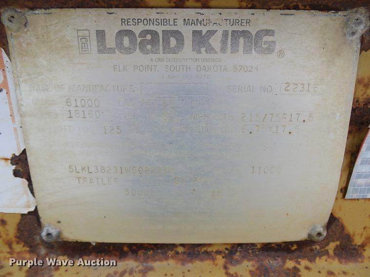 image for item DE5096 1998 Load King lowboy equipment trailer