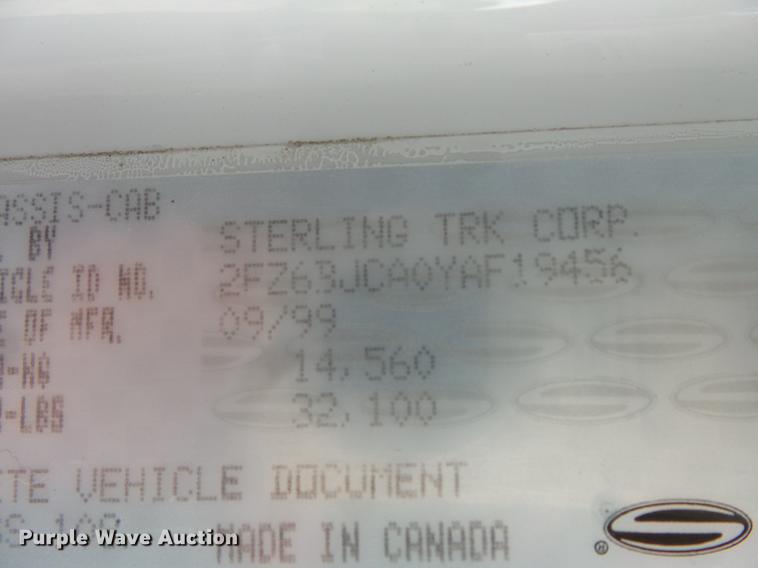 image for item DV9408 2000 Sterling L-Line truck cab and chassis