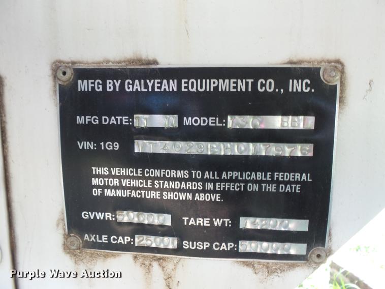 image for item DV9414 2011 Galyean 130 BBL vacuum trailer