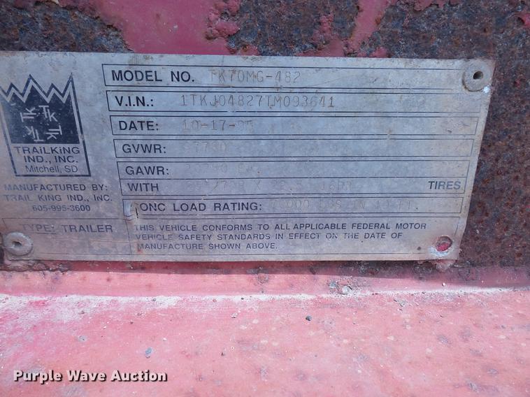 image for item DV9420 1996 Trail King TK70MG-482 double drop deck equipment trailer