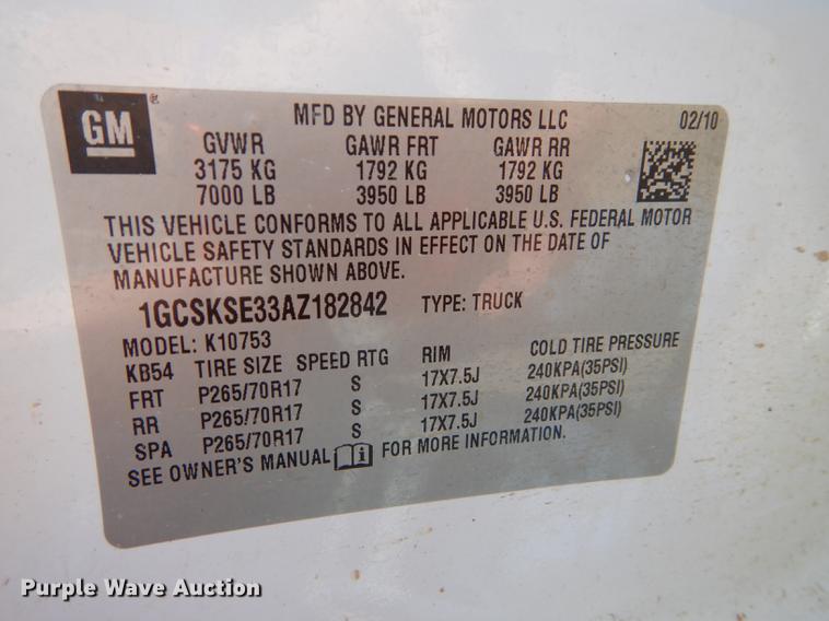 image for item DB8351 2010 Chevrolet Silverado 1500 Z71 Ext. Cab pickup truck