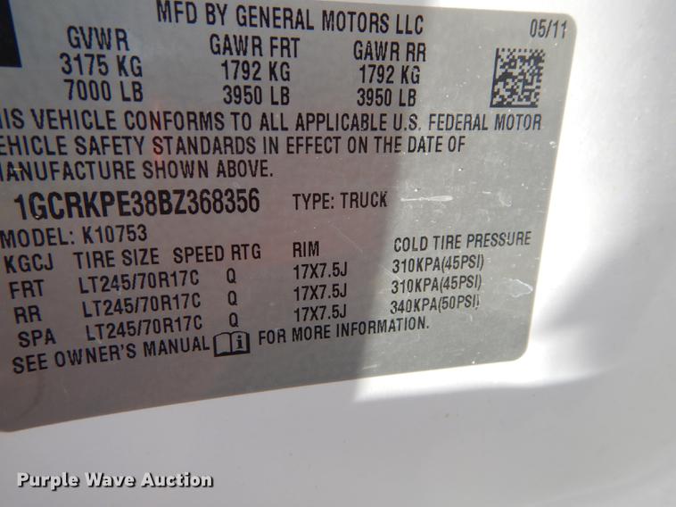 image for item DB8366 2011 Chevrolet Silverado 1500 Ext. Cab pickup truck