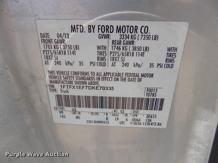 image for item DB9187 2013 Ford F150 XLT SuperCab pickup truck