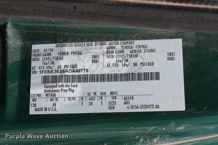 image for item DD5261 2010 Ford E350 Super Duty van