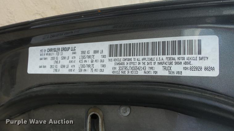 image for item DE2969 2013 Dodge Ram 2500 SLT Crew Cab pickup truck