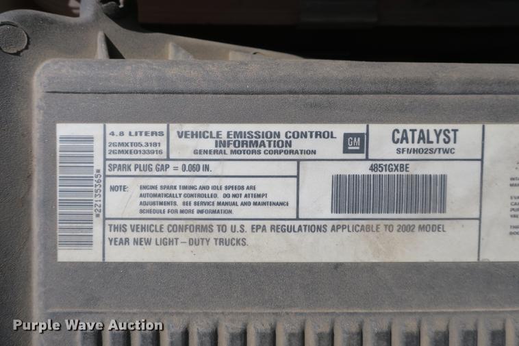 image for item DE3781 2002 Chevrolet Silverado 1500 pickup truck