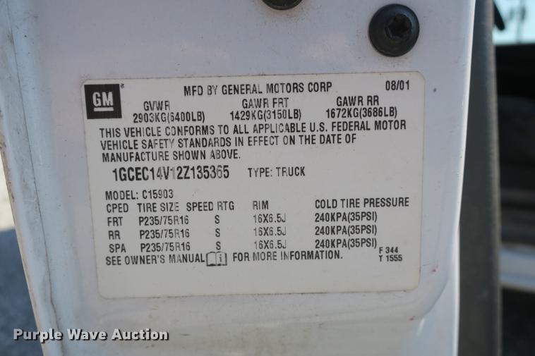 image for item DE3781 2002 Chevrolet Silverado 1500 pickup truck