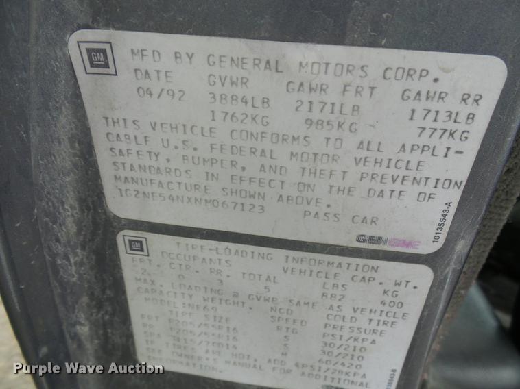 image for item DE5148 1992 Pontiac Grand AM