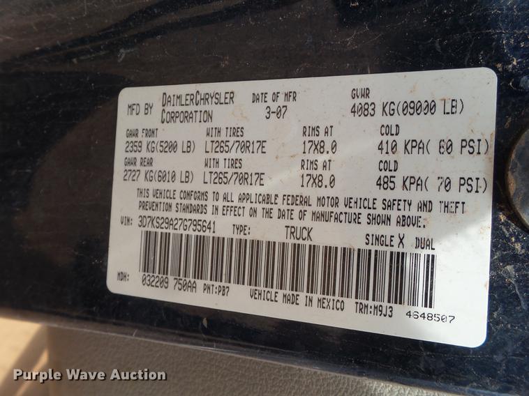 image for item EN9613 2007 Dodge Ram 2500 MegaCab pickup truck