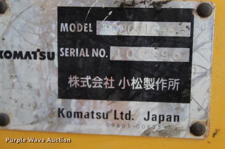 image for item BE9320 2001 Komatsu PC200LC-6 excavator