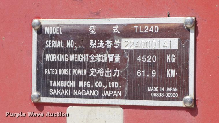 image for item DB6226 2008 Takeuchi TL240 skid steer