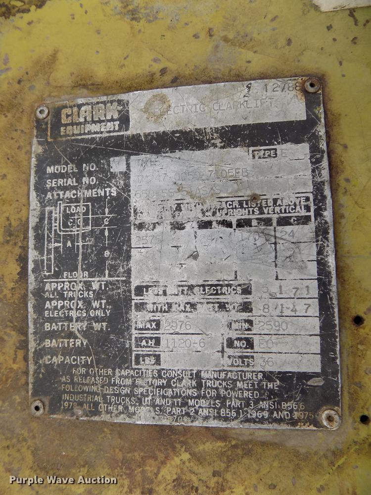 image for item DB8656 1988 Clark TM15 forklift