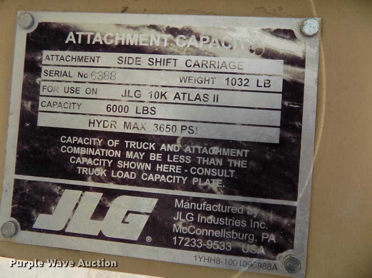 image for item DB8659 JLG telehandler carriage