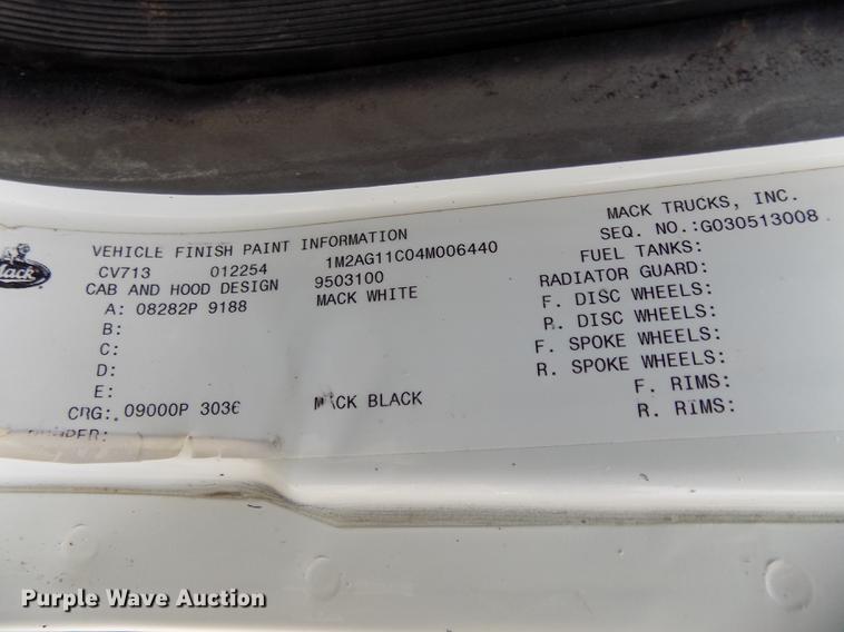 image for item DB8665 2004 Mack CV713 Granite dump truck