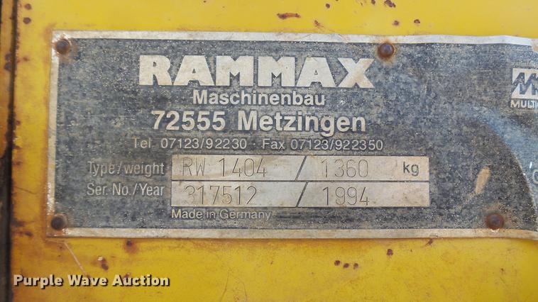 image for item DD7271 1994 Rammax RW1404 trench compactor