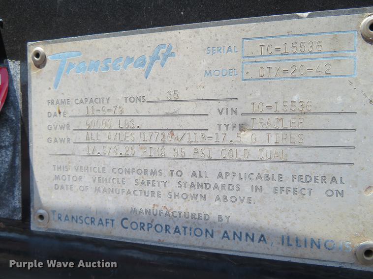 image for item DE6342 1980 Transcraft DTX-20-42 drop deck trailer