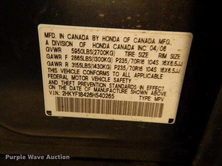 image for item DB8261 2006 Honda Pilot SUV